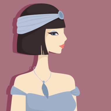 romantik art deco kadın. düz vektör tasarım çizim