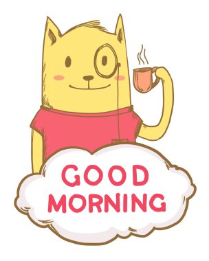 Sarı kedi kahve ile çizim