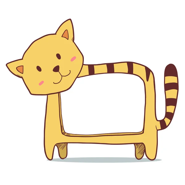 Moldura de foto de gato amarelo bonito com espaço para sua imagem. Ilustração dos desenhos animados vetoriais — Vetor de Stock