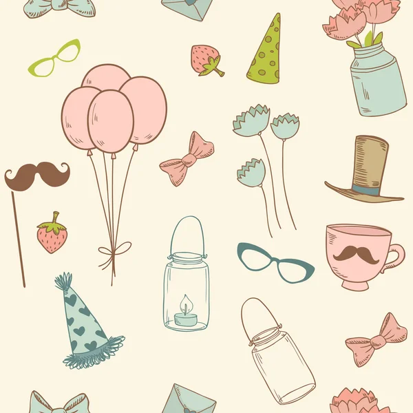 Vector vintage party pattern in pastel colors — Stock Vector