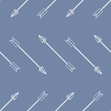 romantik oklar ve mavi renkli kalpler ile Seamless Modeli