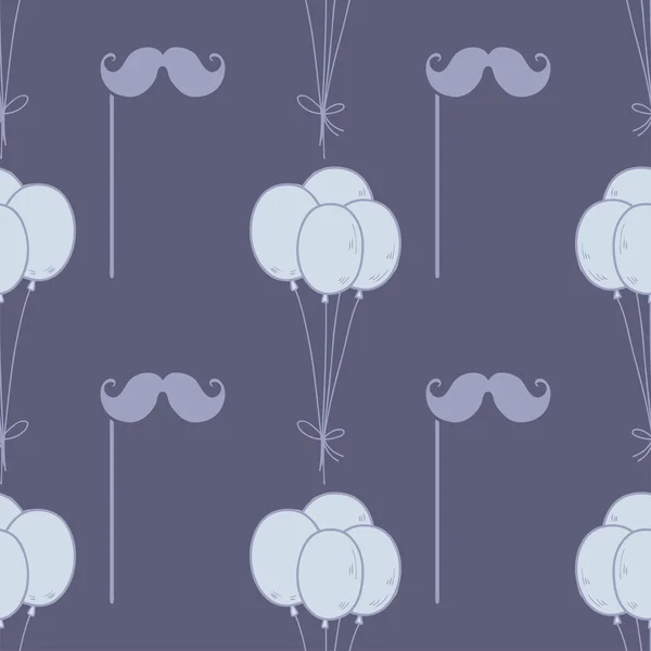 Бесшовная вечеринка с усами и воздушными шарами — стоковый вектор