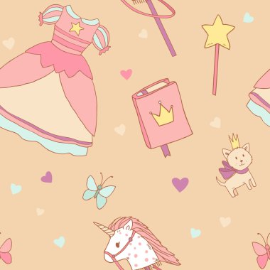 Seamless pattern for little princess clipart