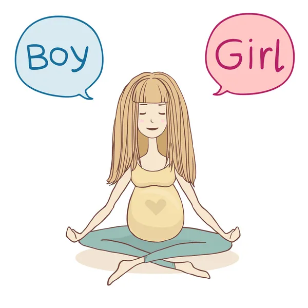 Yoga femme enceinte en position lotus — Image vectorielle