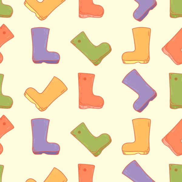 Patrón con coloridas botas de goma de dibujos animados — Vector de stock