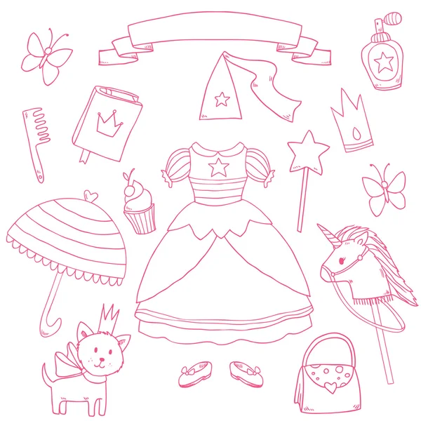 Meine kleine Prinzessin gesetzt. niedliche Vektor Clip Art — Stockvektor