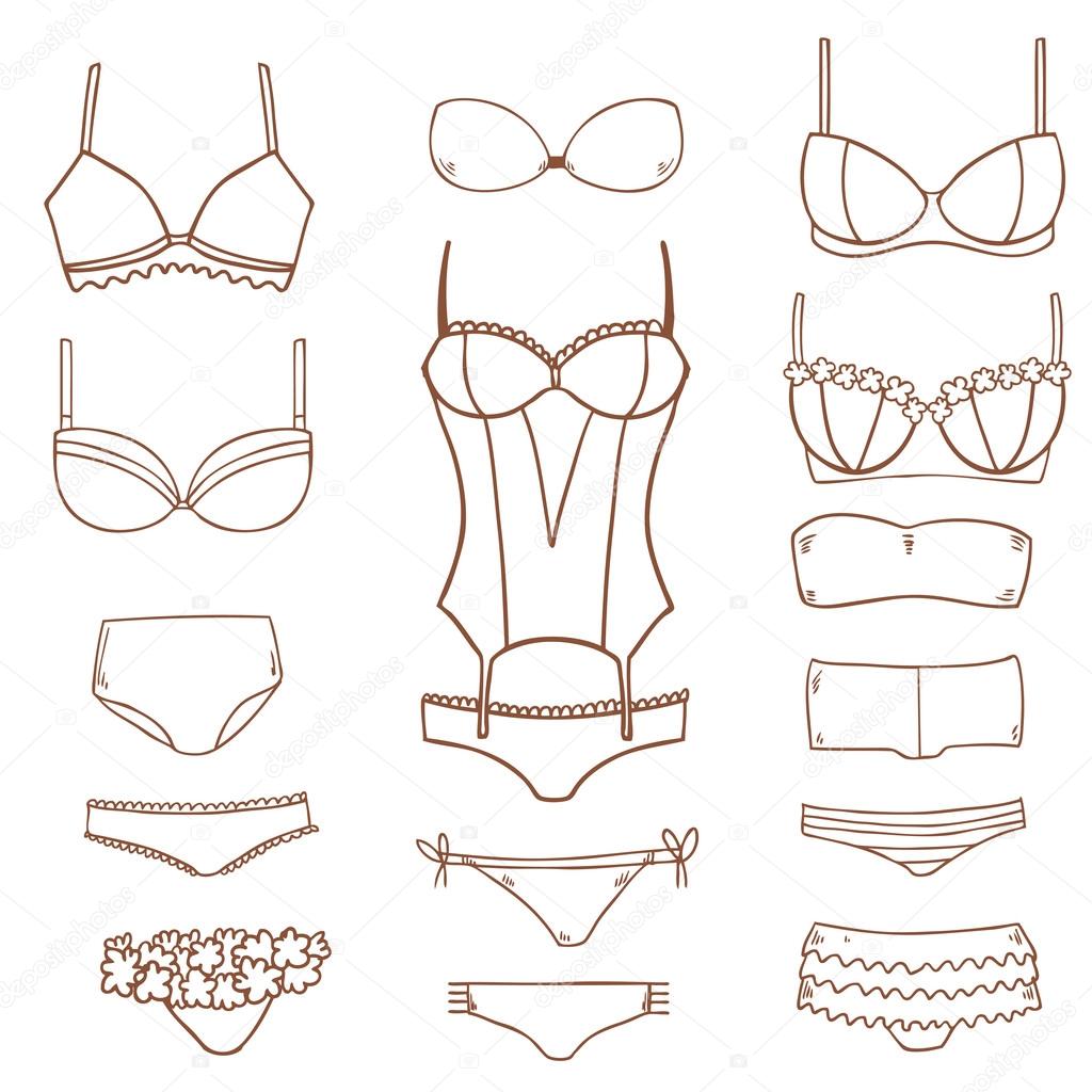 Vector collection of woman lingerie, bra and pants