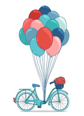 çiçekli sepet Bisiklet Parti balonları,