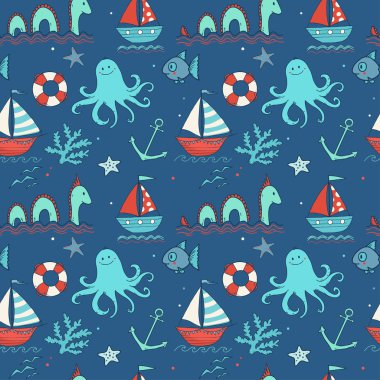 deniz yaratıkları, gemiler ve ahtapot