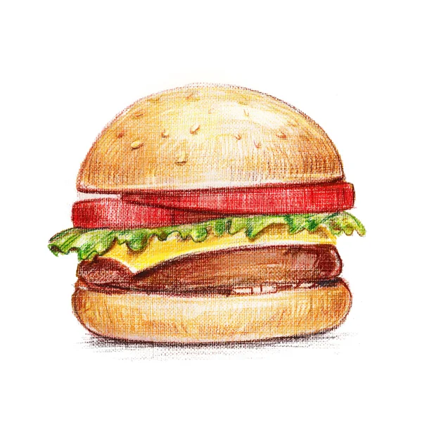 Dibujo sabrosa hamburguesa —  Fotos de Stock