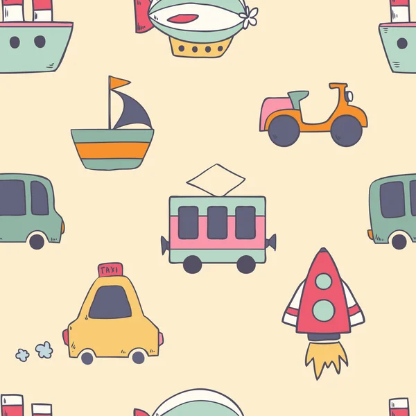 Patrón con iconos de transporte — Vector de stock