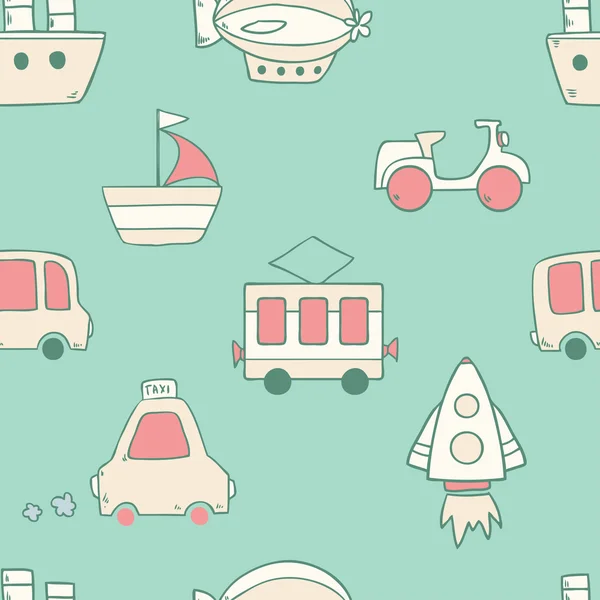 Pattern with transportation icons — Stock Vector