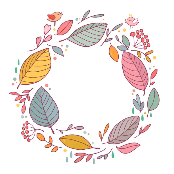 yapraklar, çiçekler ve kuşlar sonbahar çerçeve