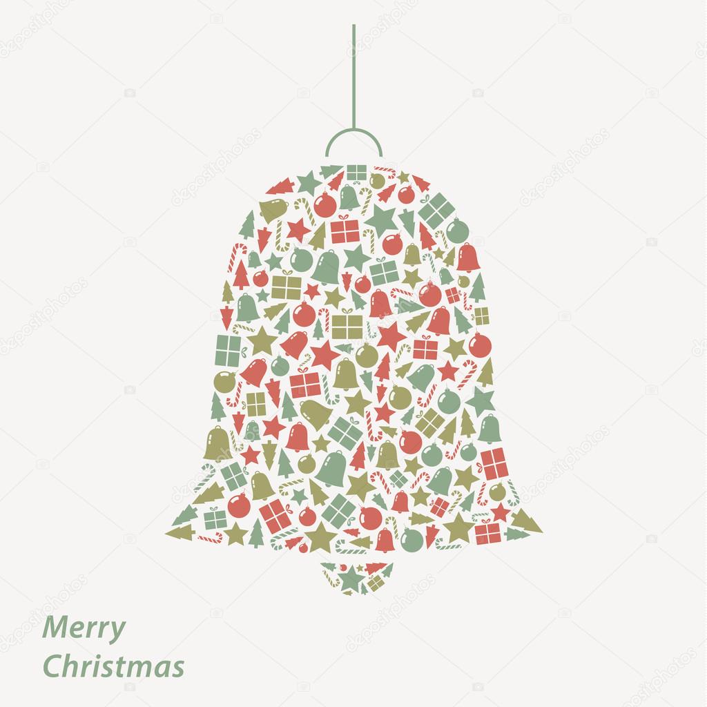 Vector Christmas card. Modern Christmas square background in fre