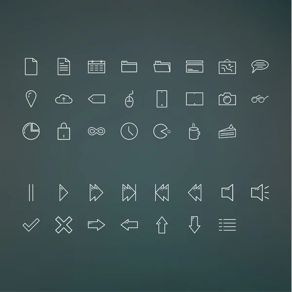 Vector minimalistic outline icon pack. Fresh ui icons for presen — Stock Vector