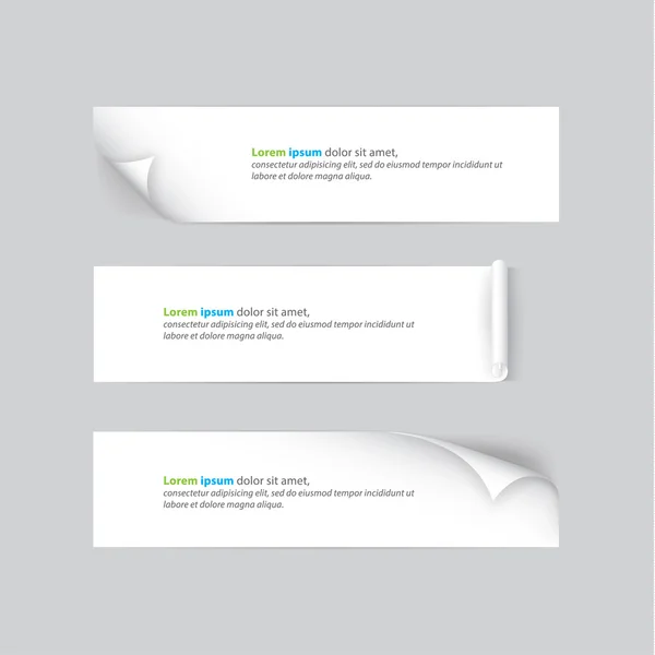 Creatieve vector banners met warmgewalste hoeken. schone, witte banner — Stockvector