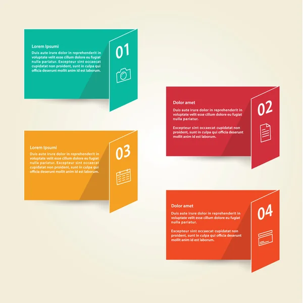 Plantilla vectorial - cuatro tarjetas plegadas de colores con lugar para yo — Vector de stock