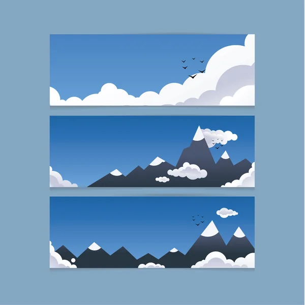 Tres banners de montaña para sitio web o presentación. El concepto es f — Archivo Imágenes Vectoriales
