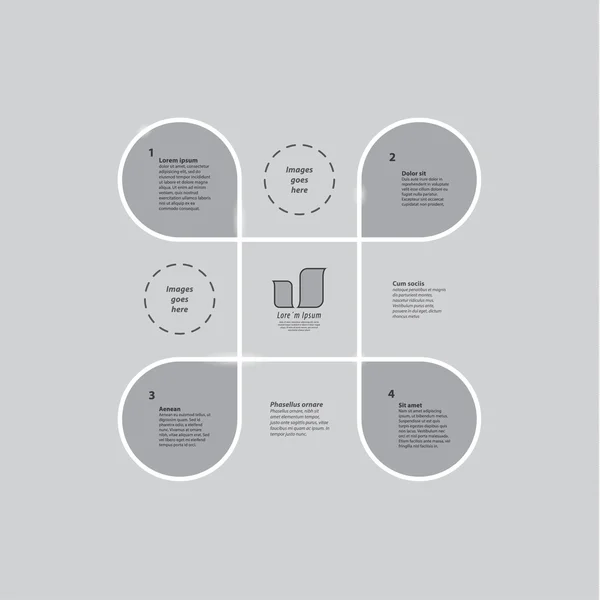 Plantilla digital moderna con cuatro pasos principales y mucho espacio f — Archivo Imágenes Vectoriales