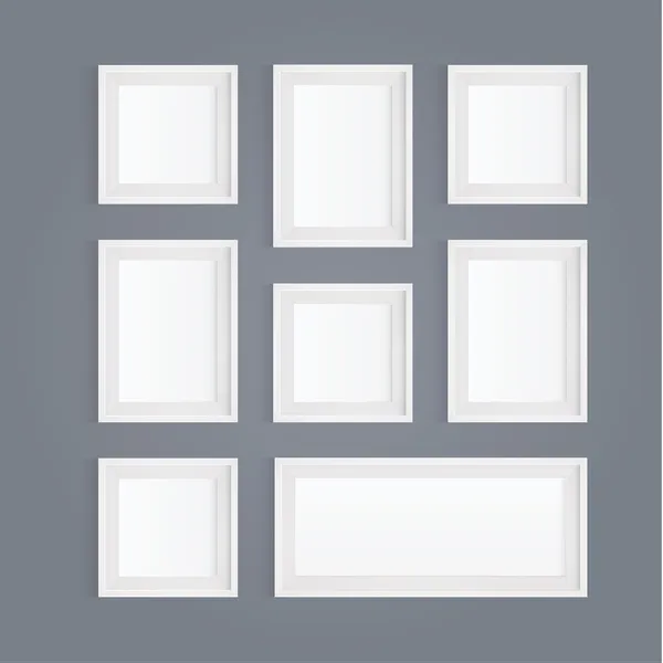 Vector frames. Pack of white picture frames - square composition. — Stock Vector