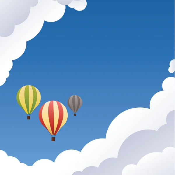 Εικονογράφηση φορέας τοπίο. καθαρό γαλάζιο ουρανό με μπαλόνια. — Διανυσματικό Αρχείο