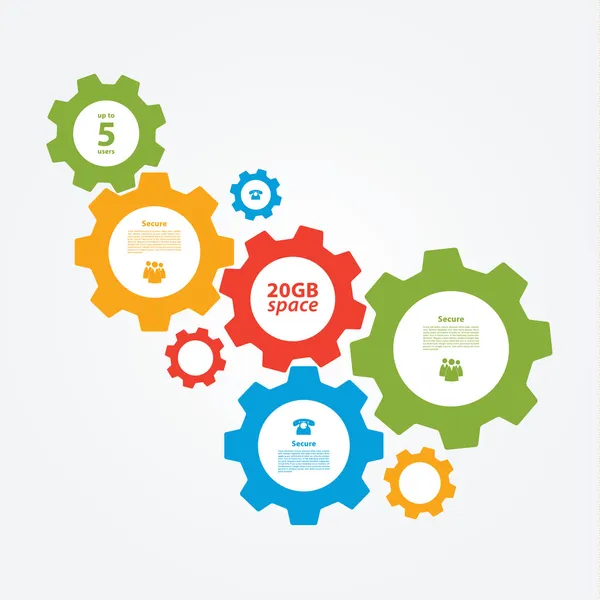 Modelo de roda de engrenagem vetorial. Conexão Cogwheel, trabalho em equipe . —  Vetores de Stock