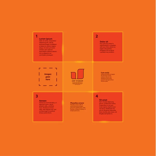 Plantilla digital moderna con cuatro pasos principales y mucho espacio f — Archivo Imágenes Vectoriales