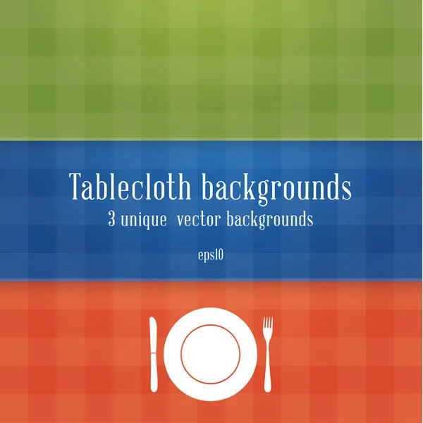 Three colorfully tablecloth backgrounds. Blue, green and red tab — Stock Vector