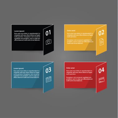 vektör şablonu - dört renkli kartlar için yer ile yo katlanmış