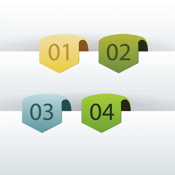 Zachte vector pijlen. vier pijlen met getallen in verschillende kleuren — Stockvector