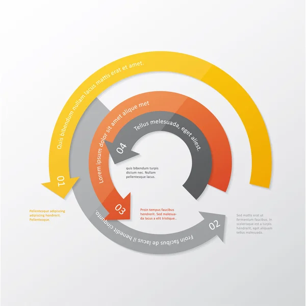 Vector circular template. Circle made from four colorfully arrow — Stock Vector