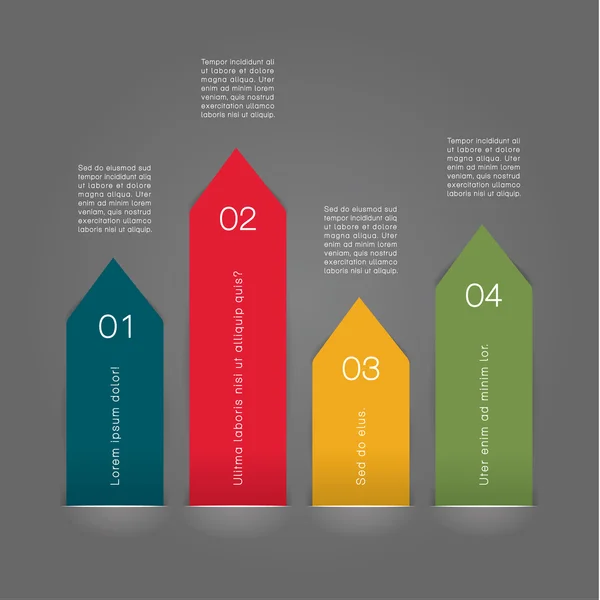 Vektorpfeil-Vorlage. vier Pfeile in verschiedenen Farben mit plac — Stockvektor