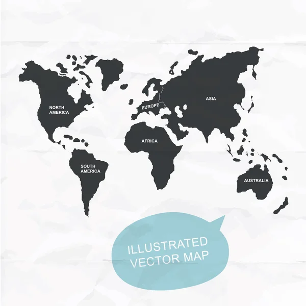 Hand illustrated vector map of World. — Stock Vector