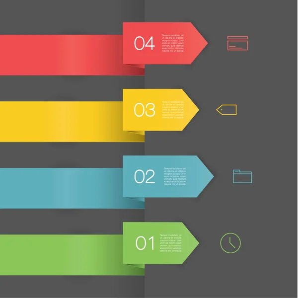 Vetor modelo colorido. Quatro flechas limpas com lugar para você — Vetor de Stock