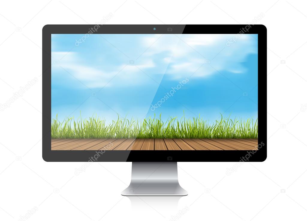Computer Monitor with landscape on screen