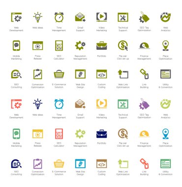 Seo and development icon sets clipart
