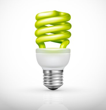 Energy saving lamp with green lightbulb clipart