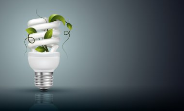 enerji tasarrufu lambası yeşil yaprakları ile