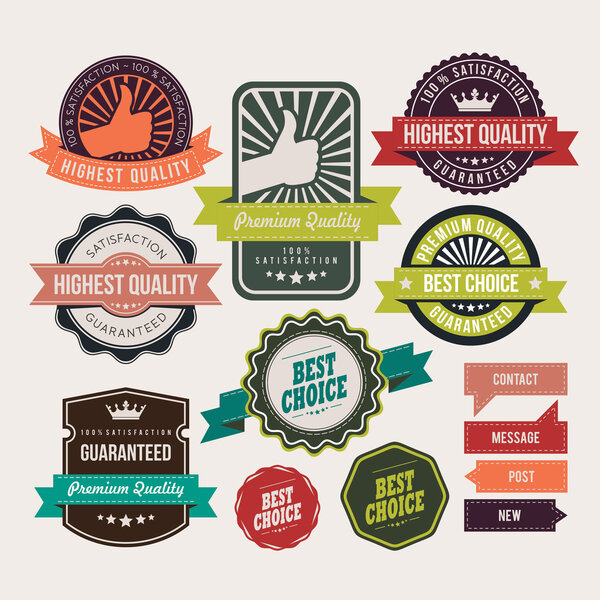 Vintage labels and ribbon retro style set