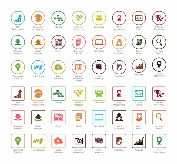 SEO and Development icon sets — Stock Vector