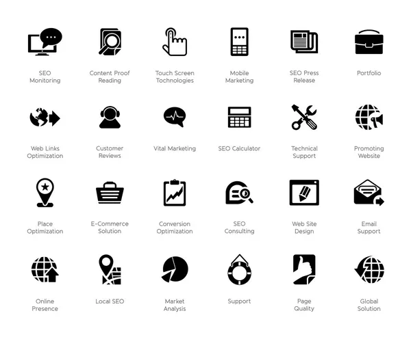 SEO and Development icon sets — Stock Vector