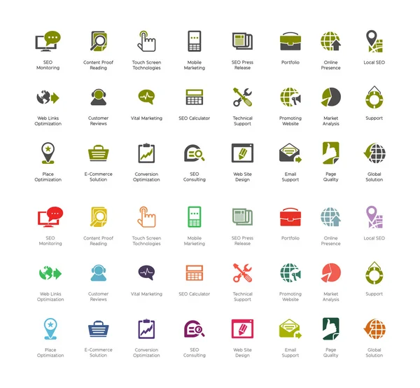 SEO and Development icon sets — Stock Vector