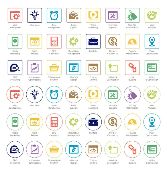 Seo and development icon sets — Stock Vector