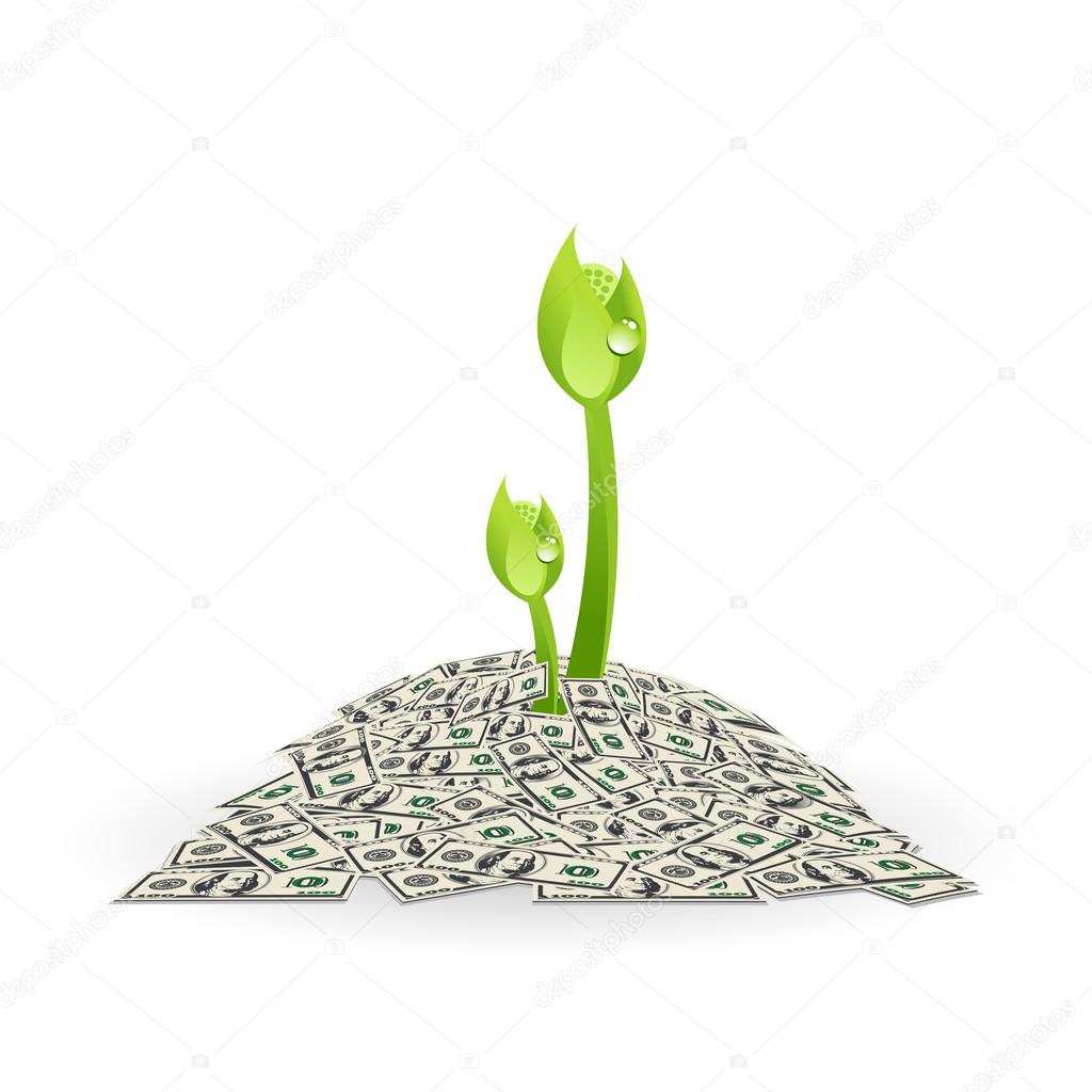 Plant in pile of money