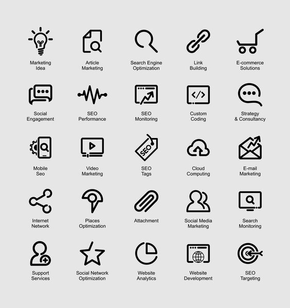 Outlines SEO Icon Set