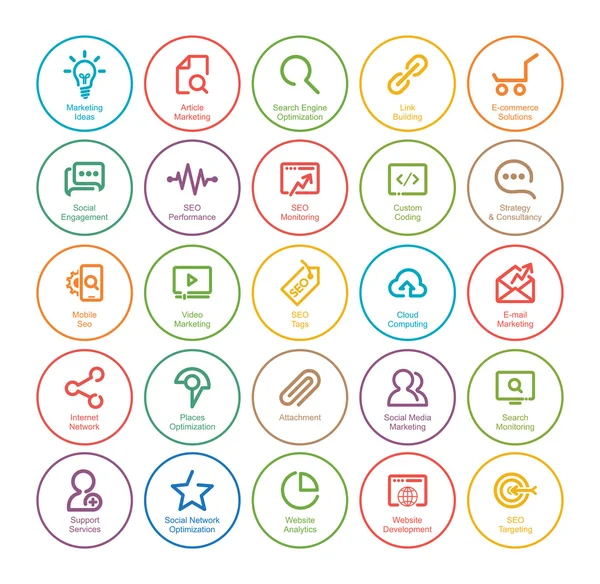 Outlines SEO Icon Set — Stock Vector