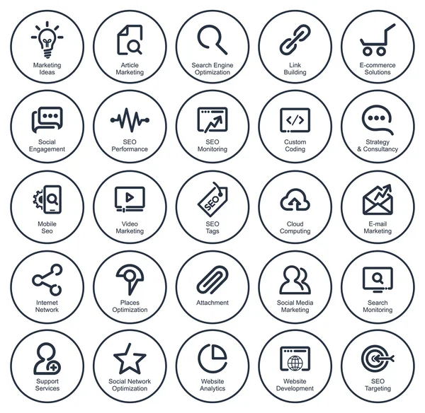 Umreißt seo icon set — Stockvektor