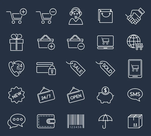 Conjunto de ícones de compras e comércio eletrônico — Vetor de Stock