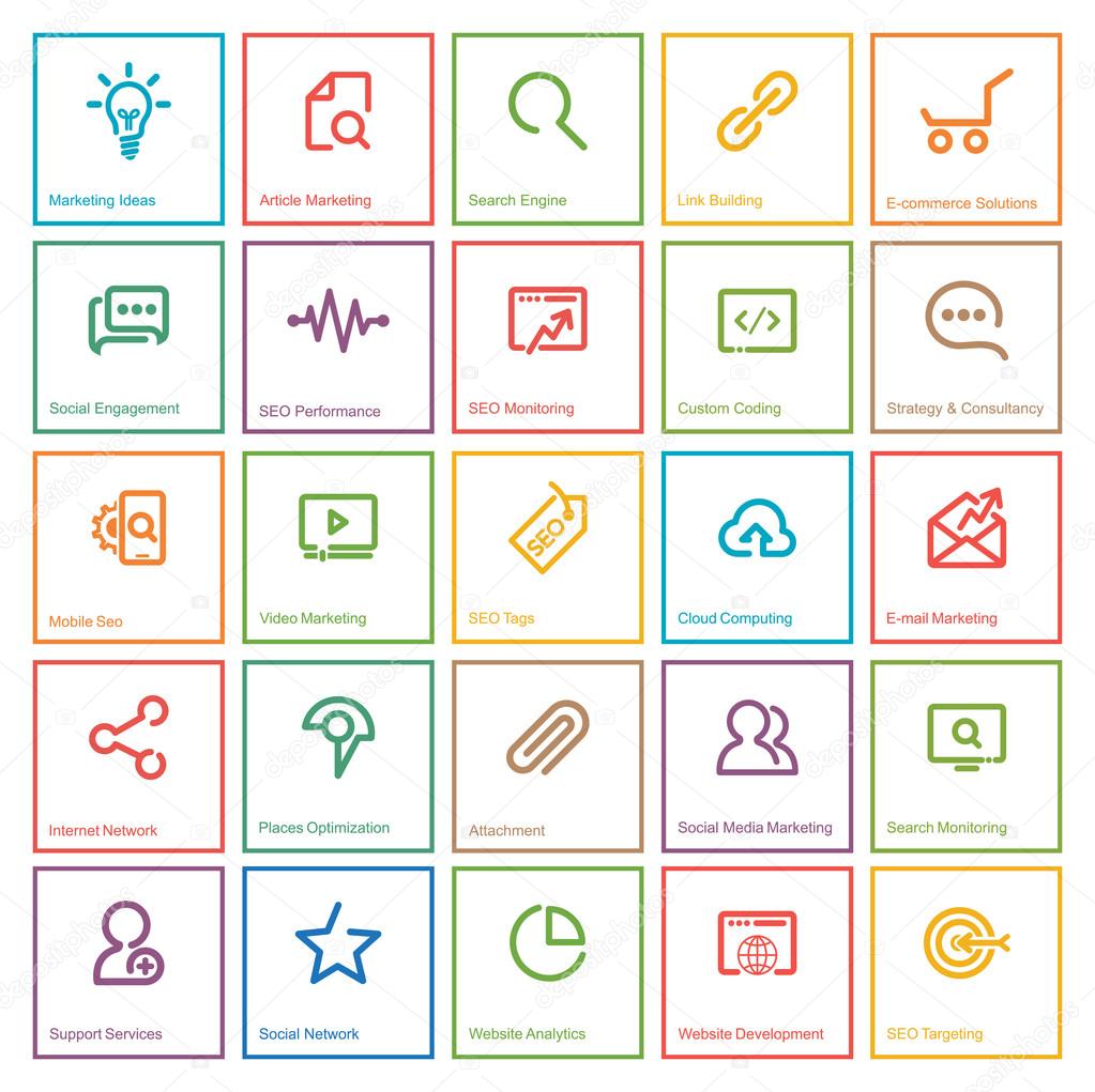 Outlines SEO Icon Set