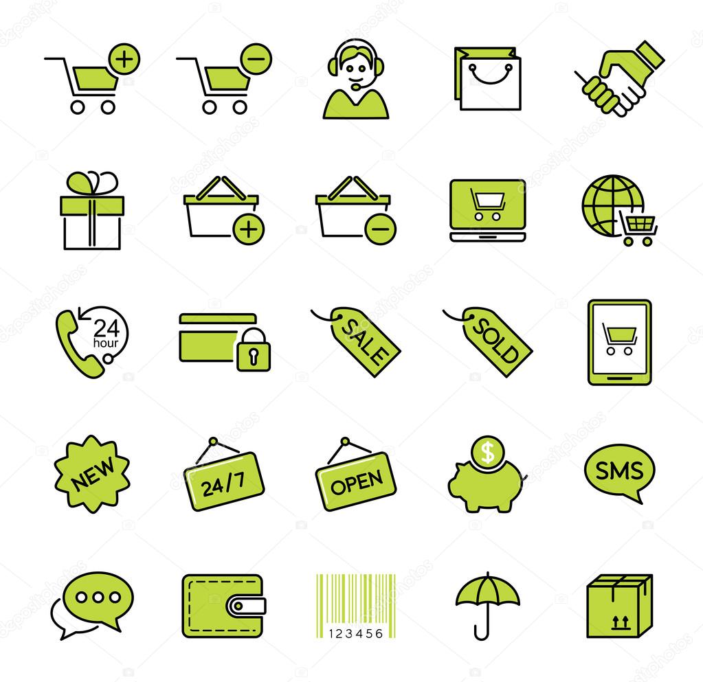 Shopping and e-commerce icons set